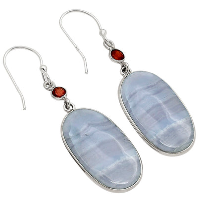 Blue Lace Agate and Garnet Earrings E-1002 SDE90234