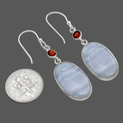 Blue Lace Agate and Garnet Earrings E-1002 SDE90235