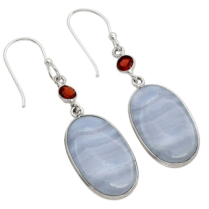 Blue Lace Agate and Garnet Earrings E-1002 SDE90235