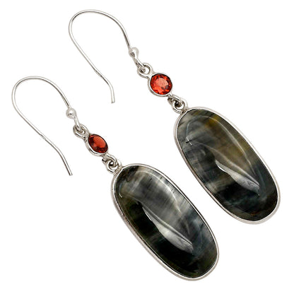 Blue Tiger Eye and Garnet Earrings E-1002 SDE90239
