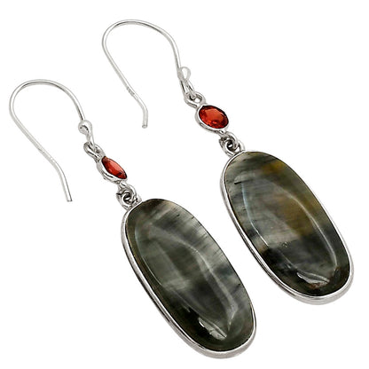 Blue Tiger Eye and Garnet Earrings E-1002 SDE90239