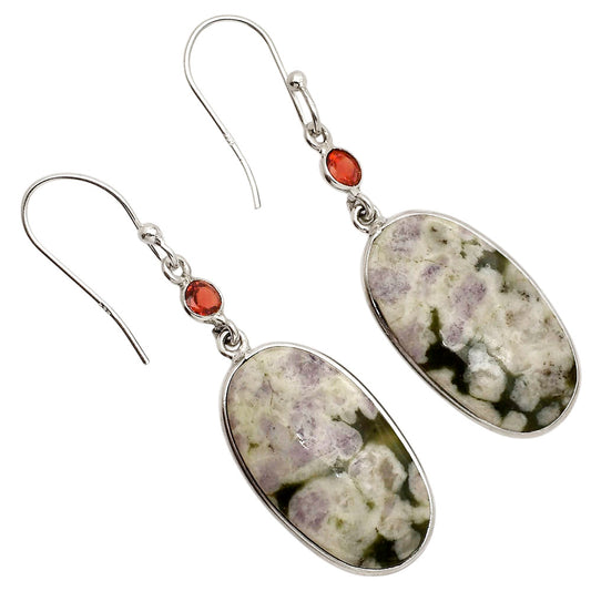 Peace Jade and Garnet Earrings E-1002 SDE90240