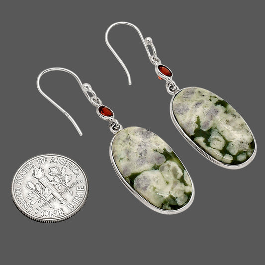 Peace Jade and Garnet Earrings E-1002 SDE90240