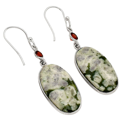 Peace Jade and Garnet Earrings E-1002 SDE90240