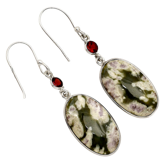 Peace Jade and Garnet Earrings E-1002 SDE90241
