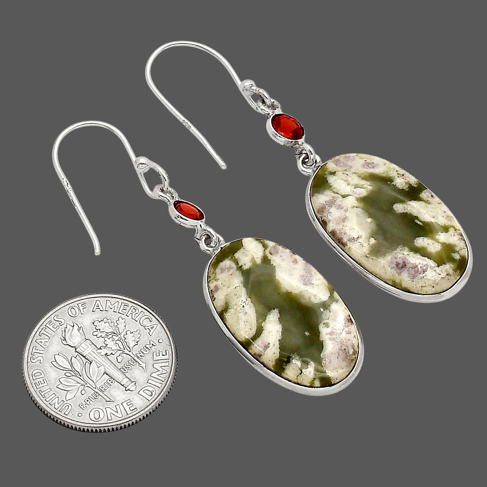 Peace Jade and Garnet Earrings E-1002 SDE90241