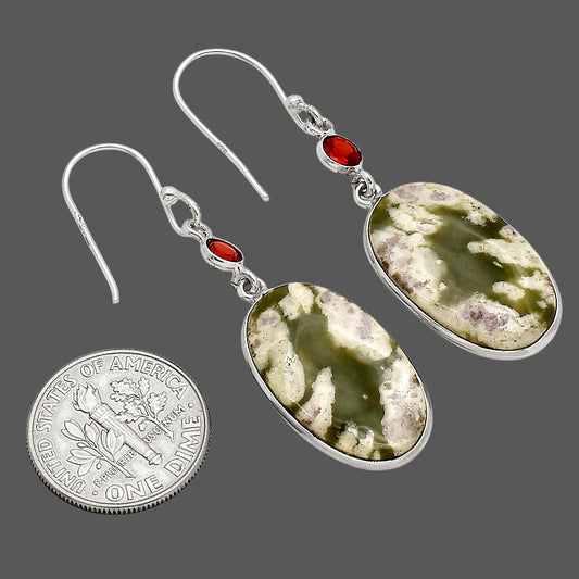 Peace Jade and Garnet Earrings E-1002 SDE90241