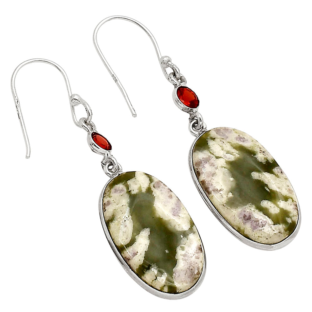 Peace Jade and Garnet Earrings E-1002 SDE90241