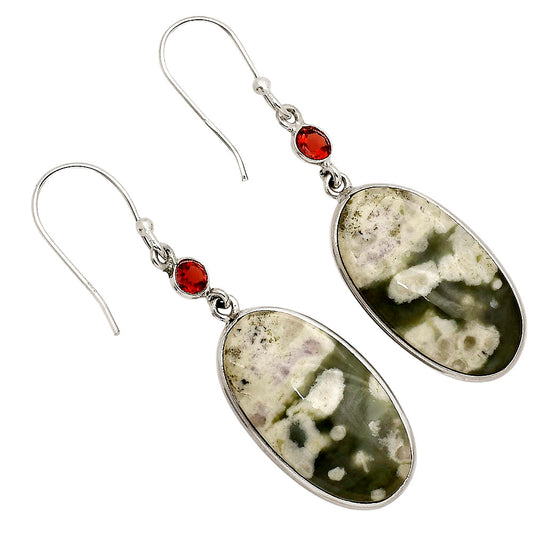 Peace Jade and Garnet Earrings E-1002 SDE90242