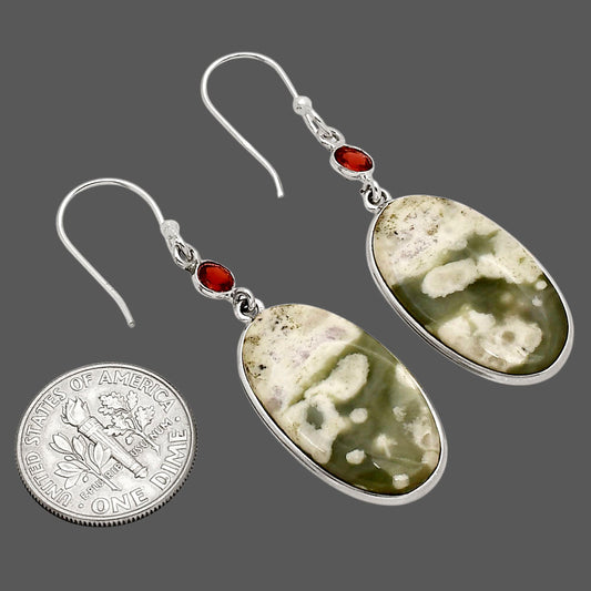 Peace Jade and Garnet Earrings E-1002 SDE90242