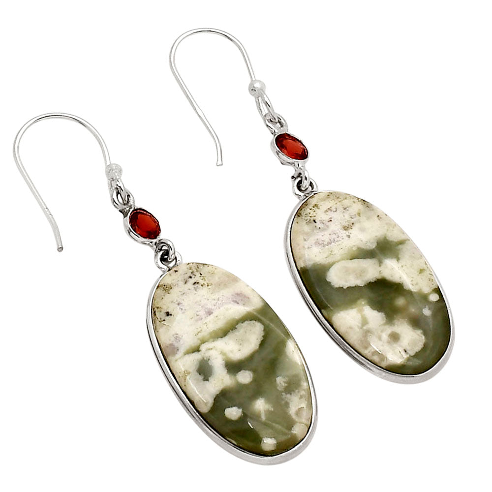 Peace Jade and Garnet Earrings E-1002 SDE90242