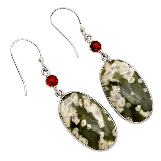 Peace Jade and Garnet Earrings E-1002 SDE90243