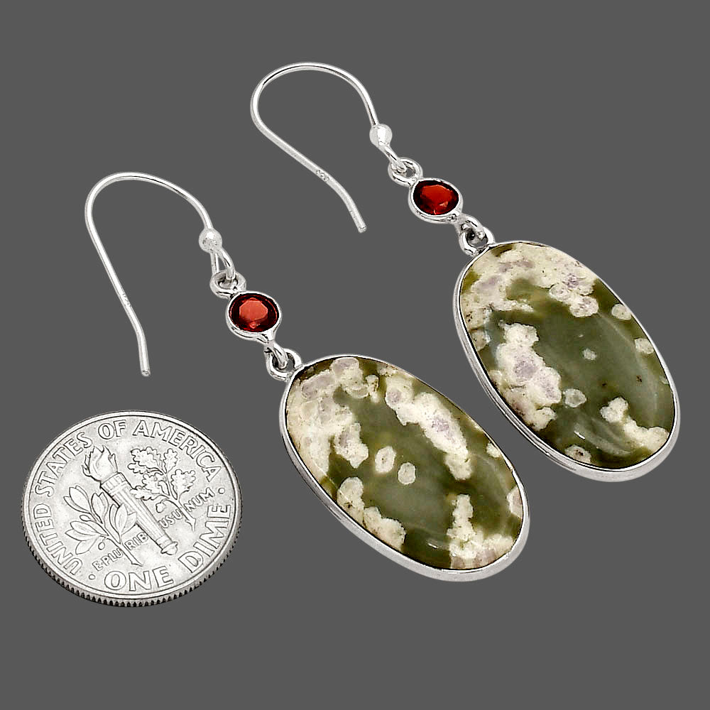 Peace Jade and Garnet Earrings E-1002 SDE90243