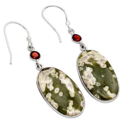 Peace Jade and Garnet Earrings E-1002 SDE90243