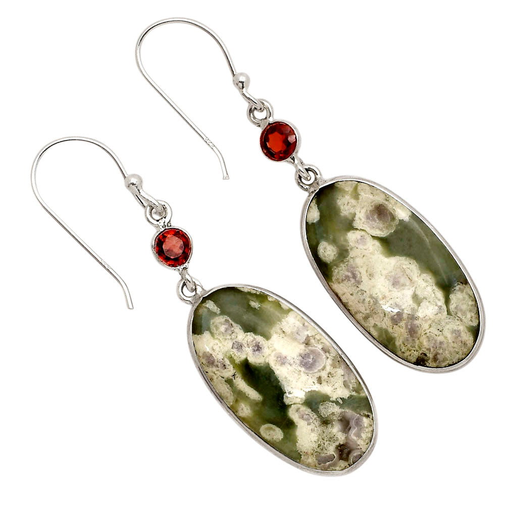 Peace Jade and Garnet Earrings E-1002 SDE90245