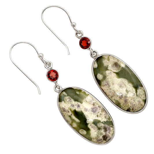 Peace Jade and Garnet Earrings E-1002 SDE90245