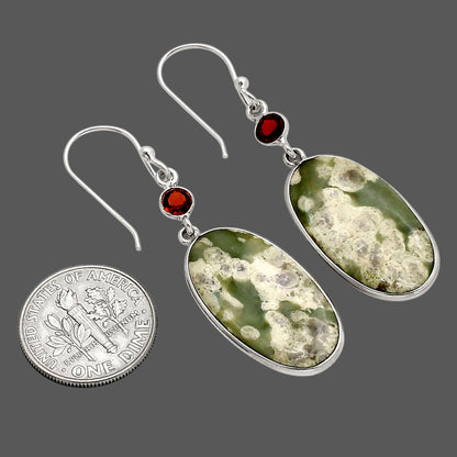 Peace Jade and Garnet Earrings E-1002 SDE90245