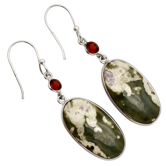 Peace Jade and Garnet Earrings E-1002 SDE90247