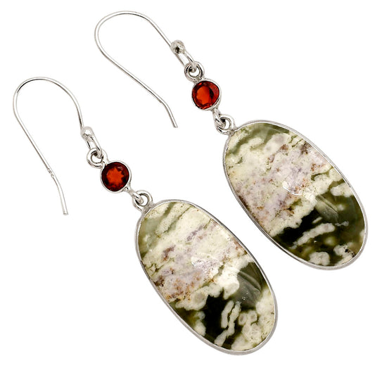 Peace Jade and Garnet Earrings E-1002 SDE90248