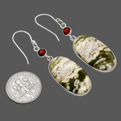 Peace Jade and Garnet Earrings E-1002 SDE90248