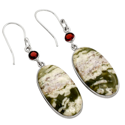 Peace Jade and Garnet Earrings E-1002 SDE90248