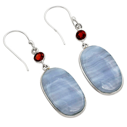Blue Lace Agate and Garnet Earrings E-1002 SDE90253