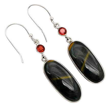 Blue Tiger Eye and Garnet Earrings E-1002 SDE90255