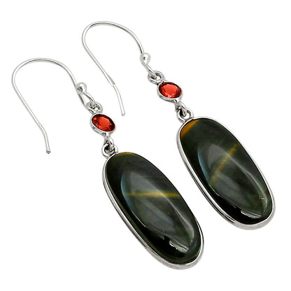 Blue Tiger Eye and Garnet Earrings E-1002 SDE90255