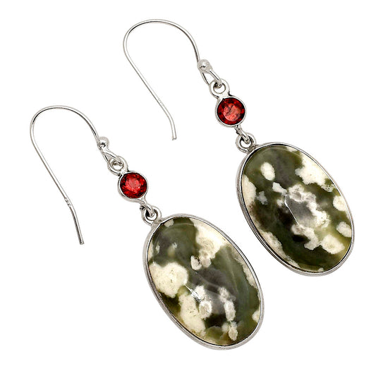 Peace Jade and Garnet Earrings E-1002 SDE90256