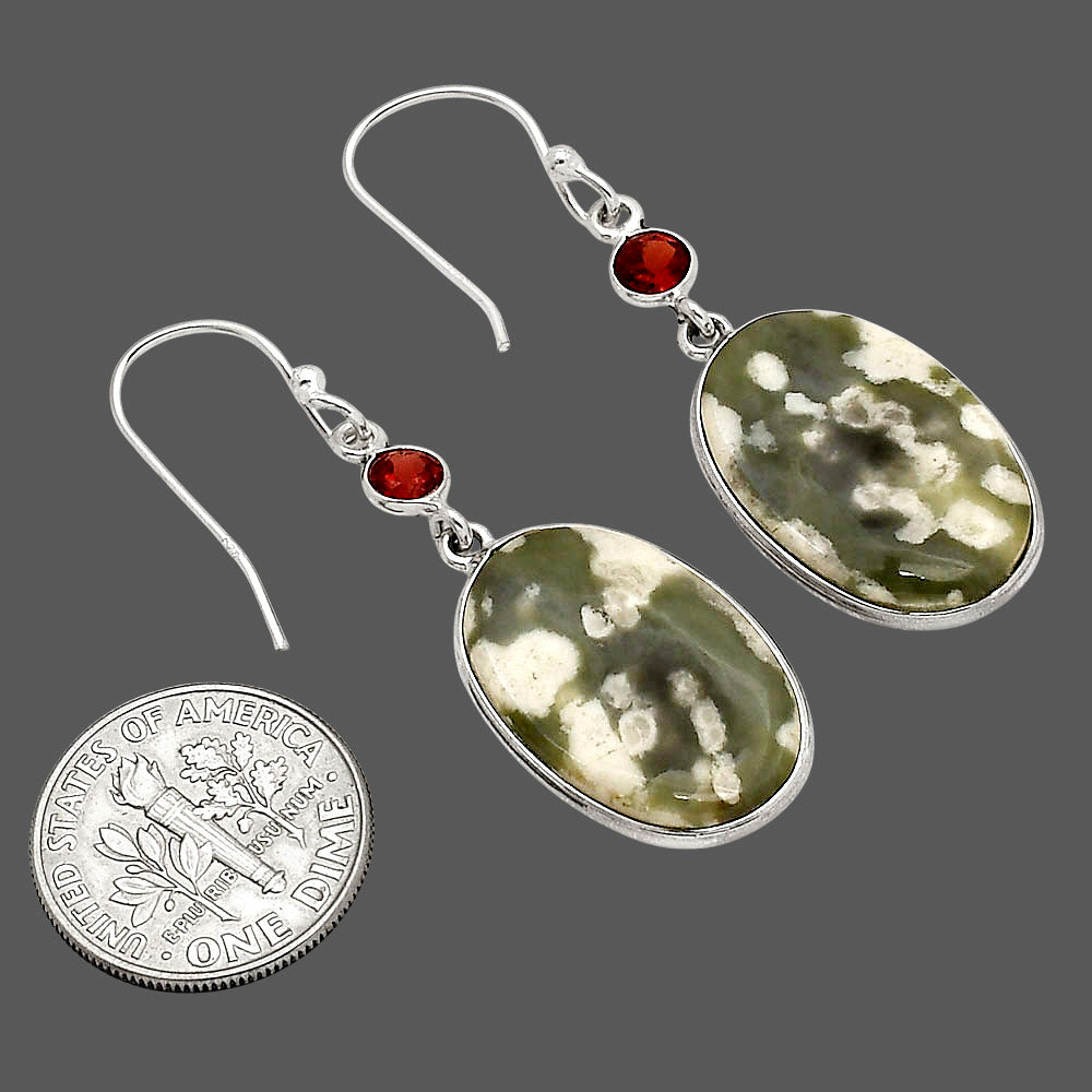 Peace Jade and Garnet Earrings E-1002 SDE90256