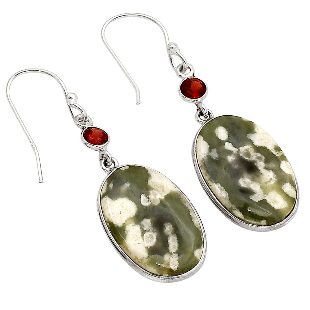 Peace Jade and Garnet Earrings E-1002 SDE90256