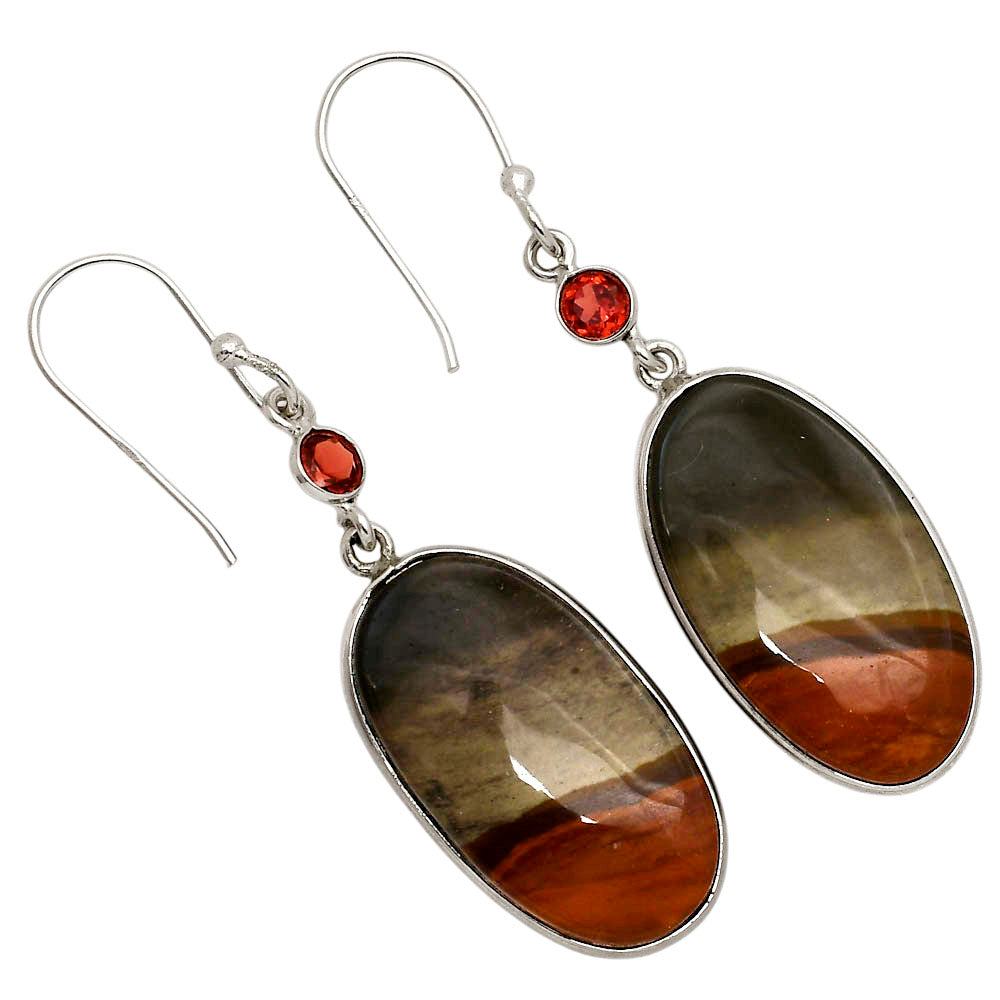 Polygram Jasper and Garnet Earrings E-1002 SDE90257