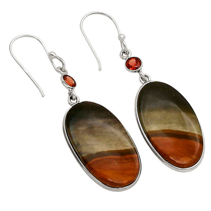 Polygram Jasper and Garnet Earrings E-1002 SDE90257