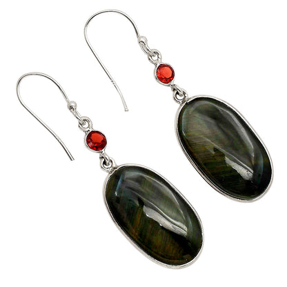 Blue Tiger Eye and Garnet Earrings E-1002 SDE90258