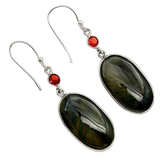 Blue Tiger Eye and Garnet Earrings E-1002 SDE90258