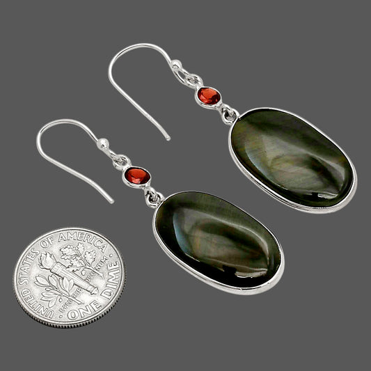 Blue Tiger Eye and Garnet Earrings E-1002 SDE90258