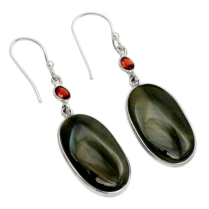 Blue Tiger Eye and Garnet Earrings E-1002 SDE90258