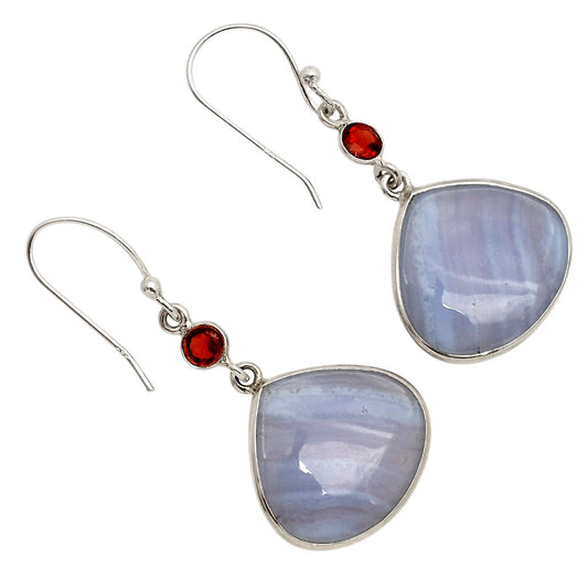 Blue Lace Agate and Garnet Earrings E-1002 SDE90266