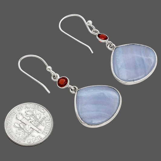 Blue Lace Agate and Garnet Earrings E-1002 SDE90266