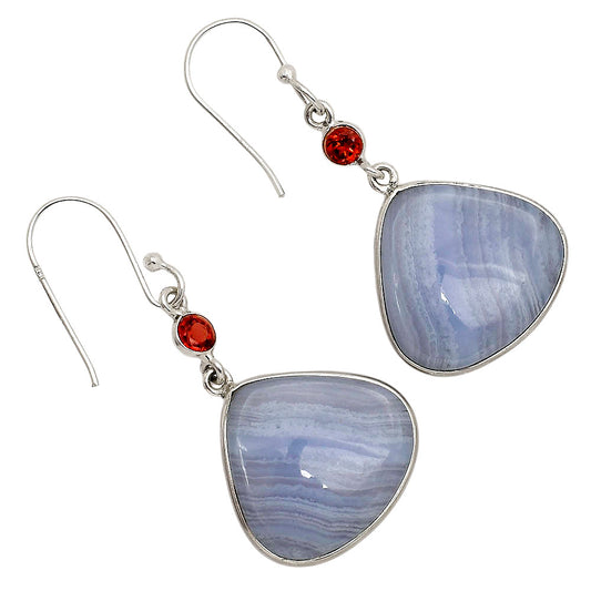 Blue Lace Agate and Garnet Earrings E-1002 SDE90267