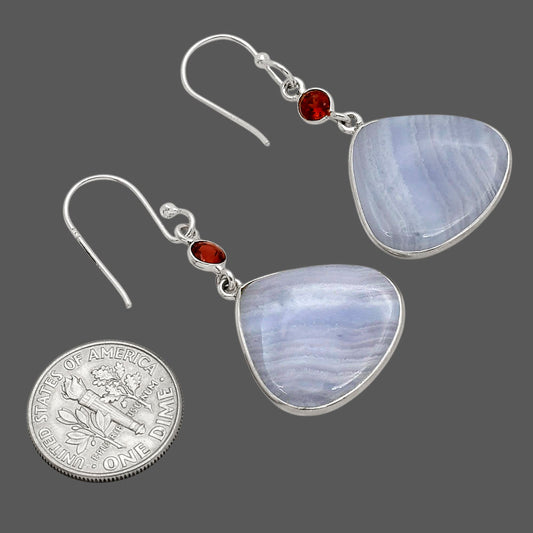 Blue Lace Agate and Garnet Earrings E-1002 SDE90267