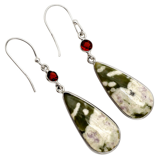 Peace Jade and Garnet Earrings E-1002 SDE90269