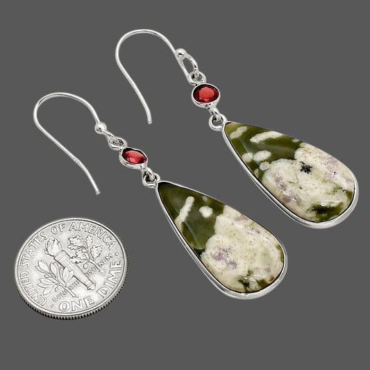 Peace Jade and Garnet Earrings E-1002 SDE90269