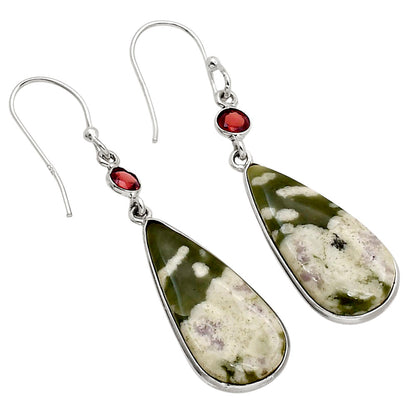 Peace Jade and Garnet Earrings E-1002 SDE90269