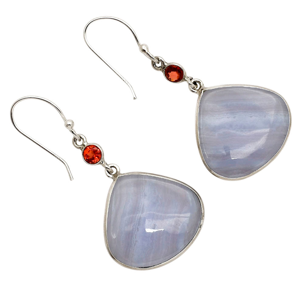 Blue Lace Agate and Garnet Earrings E-1002 SDE90272