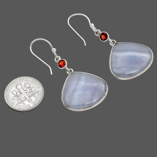 Blue Lace Agate and Garnet Earrings E-1002 SDE90272