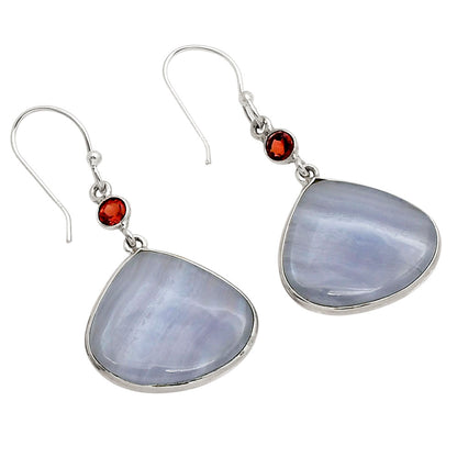 Blue Lace Agate and Garnet Earrings E-1002 SDE90272