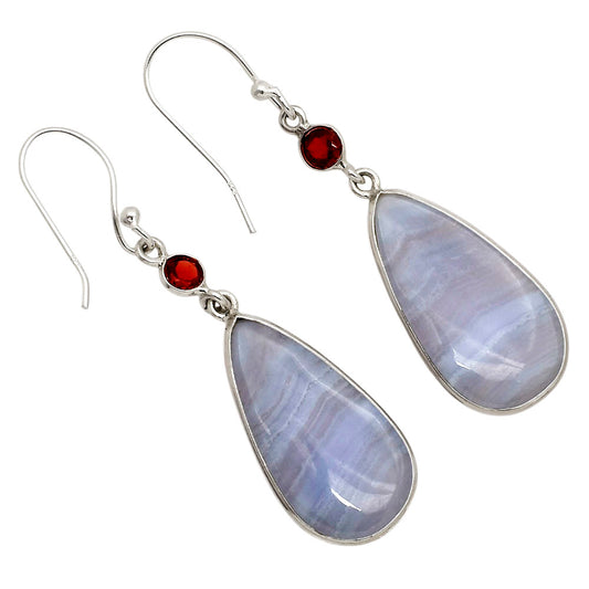 Blue Lace Agate and Garnet Earrings E-1002 SDE90277