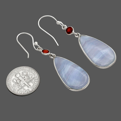 Blue Lace Agate and Garnet Earrings E-1002 SDE90277