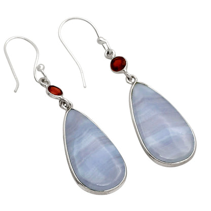 Blue Lace Agate and Garnet Earrings E-1002 SDE90277
